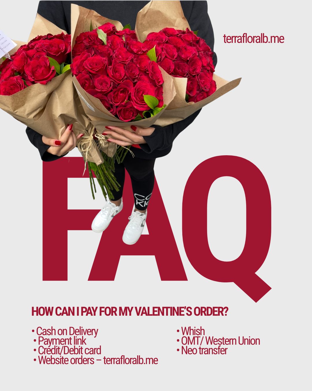 Ordering flowers to Lebanon?
We accept almost every payment method so you have zero excuses 💳💐
Pre-order now: terrafloralb.me